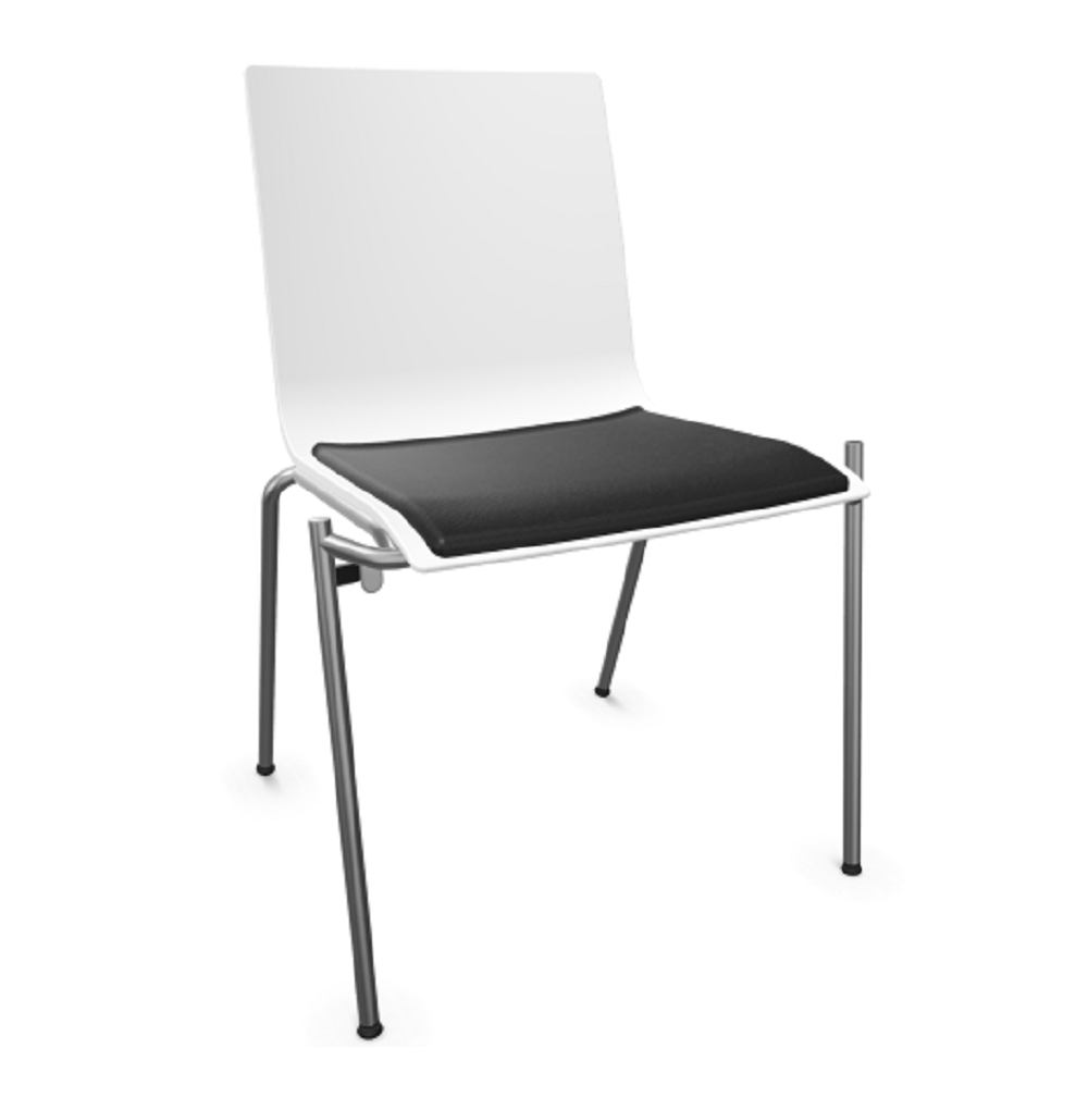 Thonet S 160 SP | Stahlrohrstuhl - Signalweiß RAL 9003 - LEDER I - Nero 622