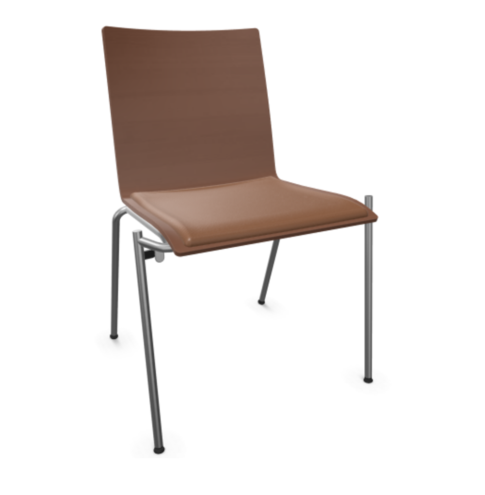 Thonet S 162 SP | Stahlrohrstuhl - Buche Nussbaum (TP 24) gebeizt I - LEDER I - New Cognac 680