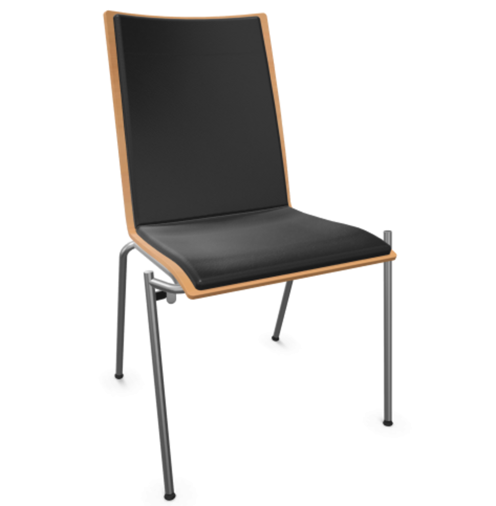 Thonet S 164 P-Buche Natur (TP 17) gebeizt I-LEDER I - Nero 622