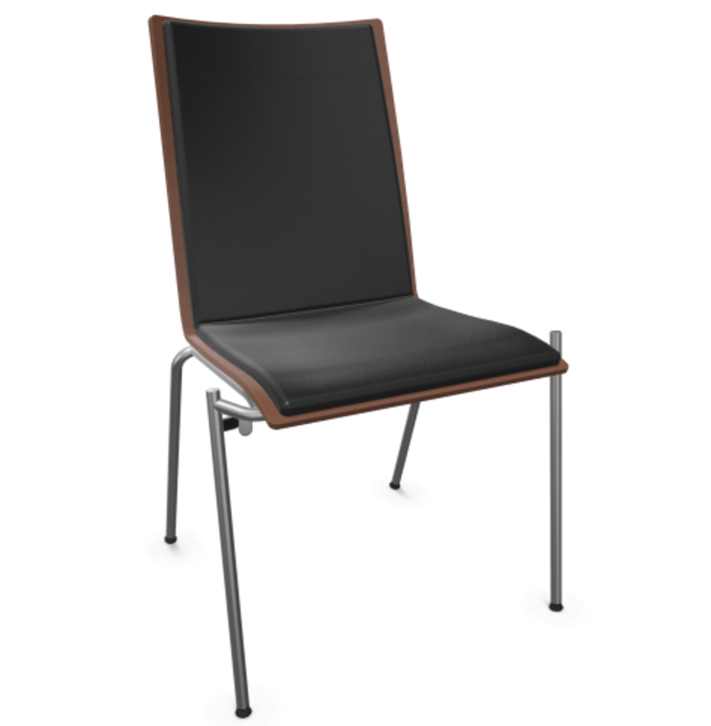 Thonet S 164 P-Buche Schwarz (TP 29) gebeizt I-LEDER I - Nero 622