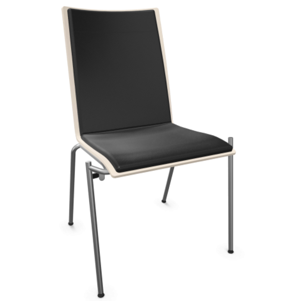 Thonet S 164 P-Buche Weiß (TP 200) lasiert gebeizt II-LEDER I - Nero 622