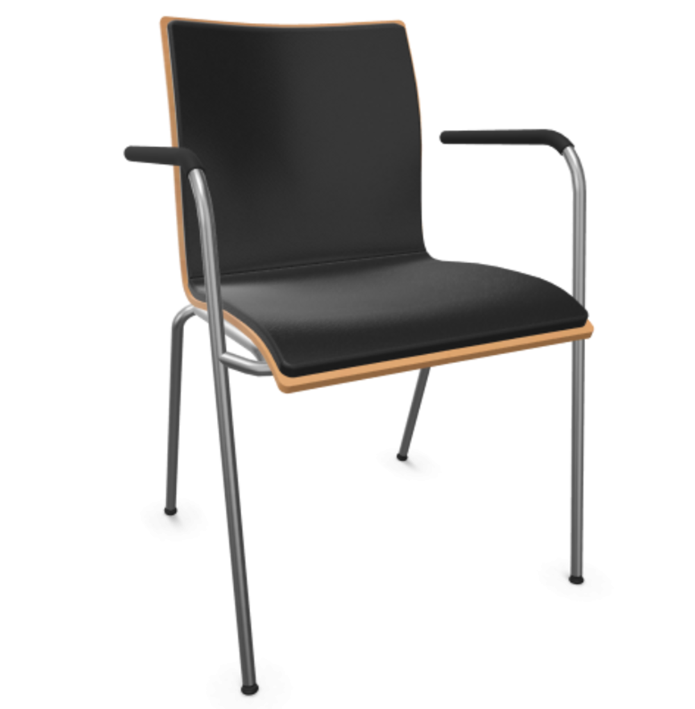 Thonet S 166 PF-Buche Natur (TP 17) gebeizt I-LEDER I - Nero 622