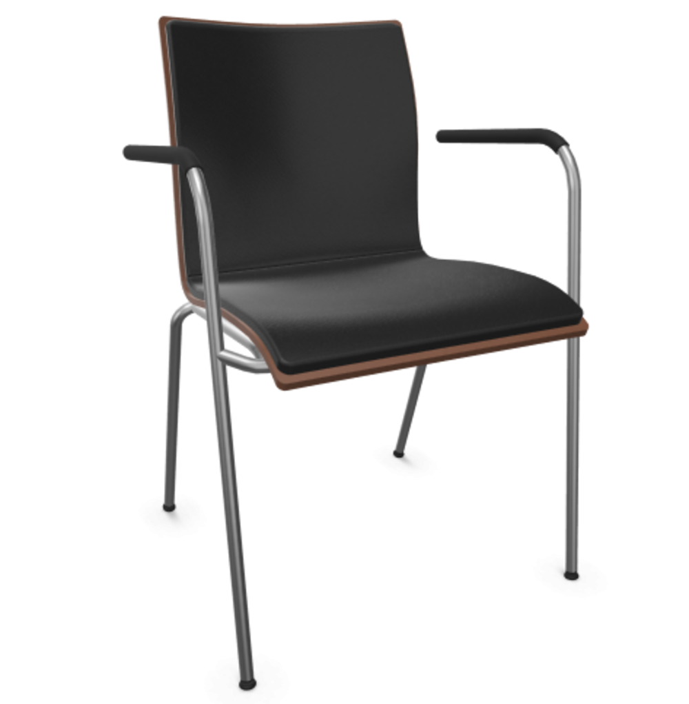 Thonet S 166 PF-Buche Nussbaum (TP 24) gebeizt I-LEDER I - Nero 622