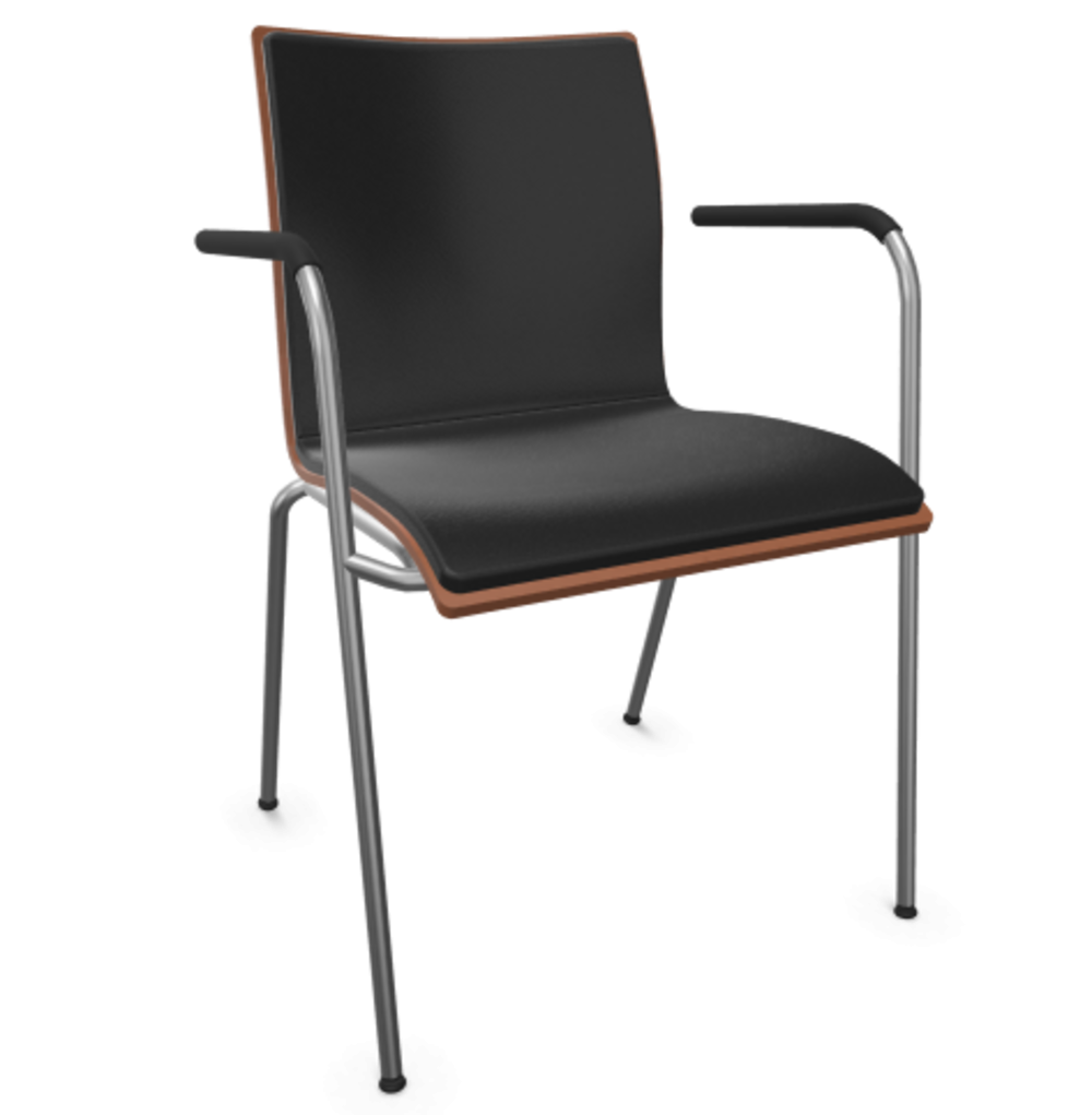 Thonet S 166 PF-Buche Kirschbaum (TP 44) gebeizt I-LEDER I - Nero 622