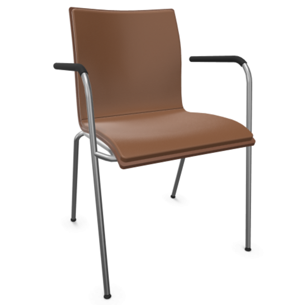 Thonet S 166 PF-Buche Nussbaum (TP 24) gebeizt I-LEDER I - New Cognac 680
