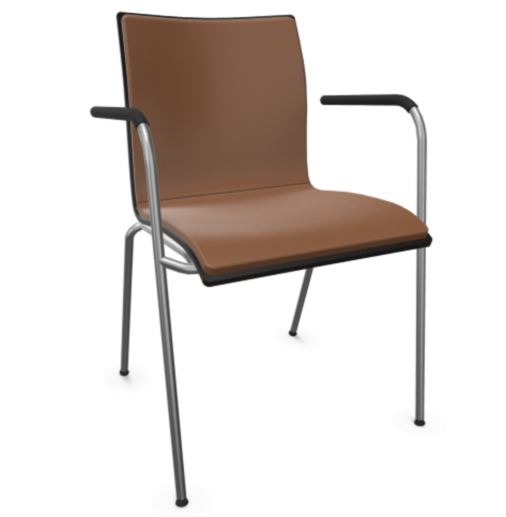Thonet S 166 PF-Buche Schwarz (TP 29) gebeizt I-LEDER I - New Cognac 680