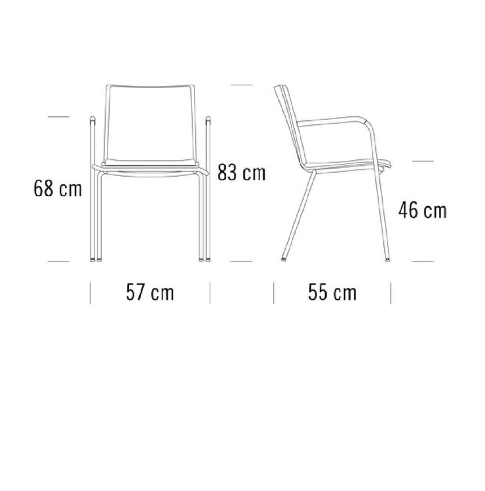Thonet, Thonet S 166 PF | Stahlrohrstuhl mit Armlehnen