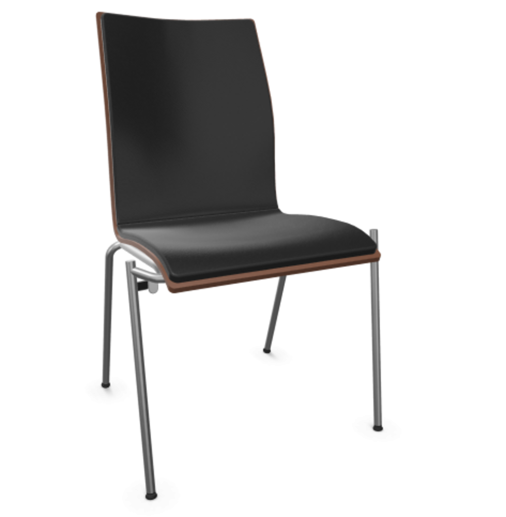 Thonet S 168 P-Buche Nussbaum (TP 24) gebeizt I-LEDER I - Nero 622