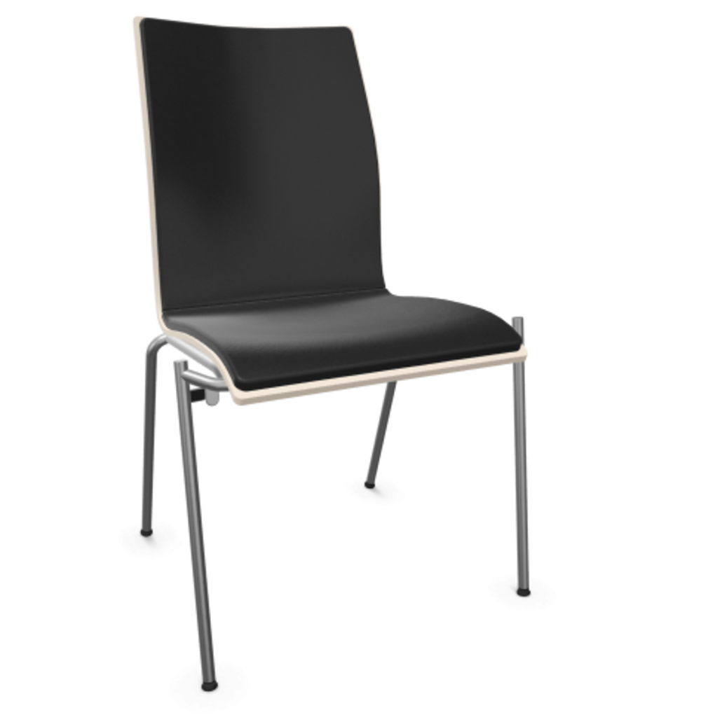 Thonet S 168 P-Buche Weiß (TP 200) lasiert gebeizt II-LEDER I - Nero 622