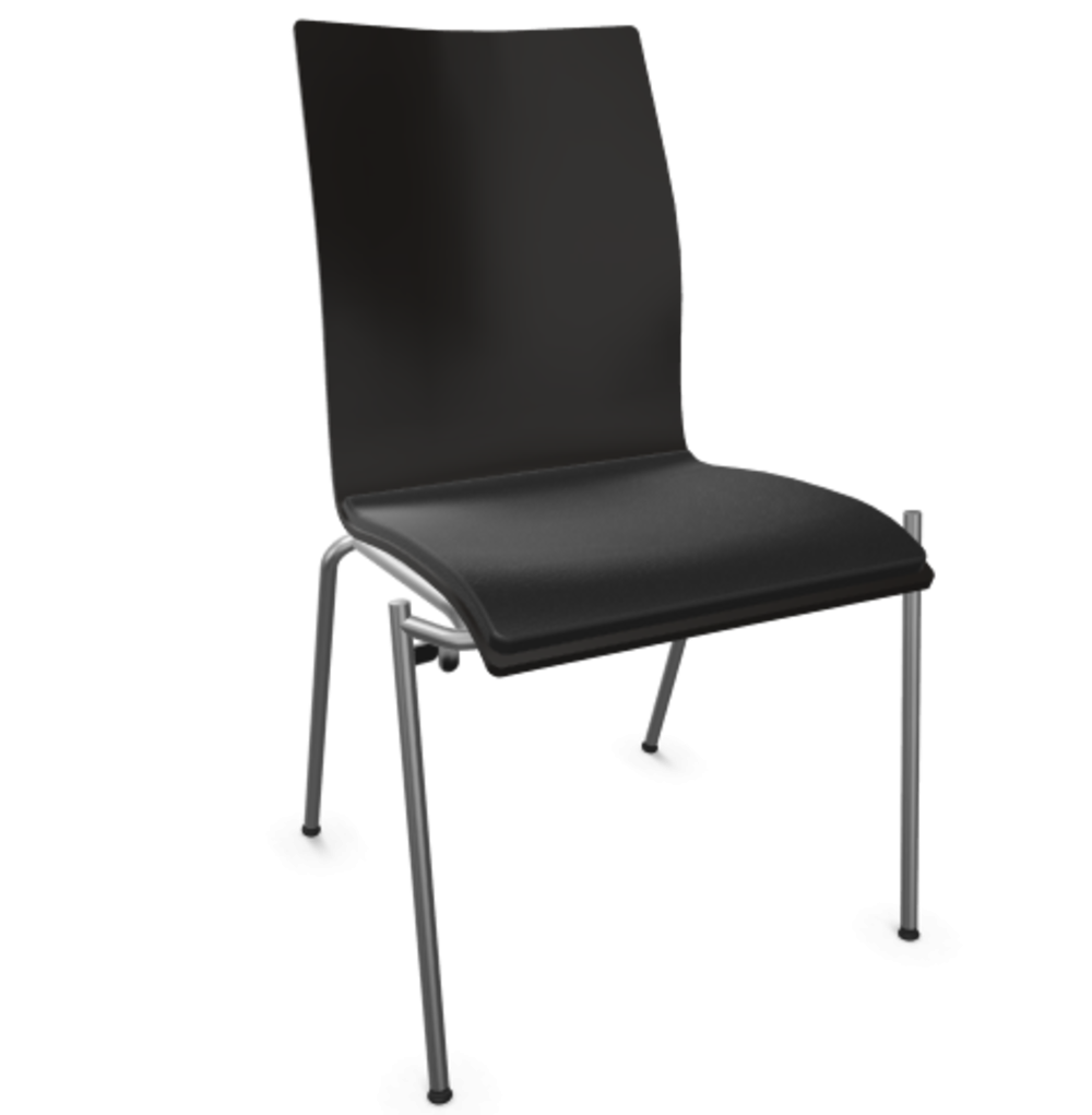 Thonet S 168 SP-Buche Schwarz (TP 29) gebeizt I-LEDER I - Nero 622
