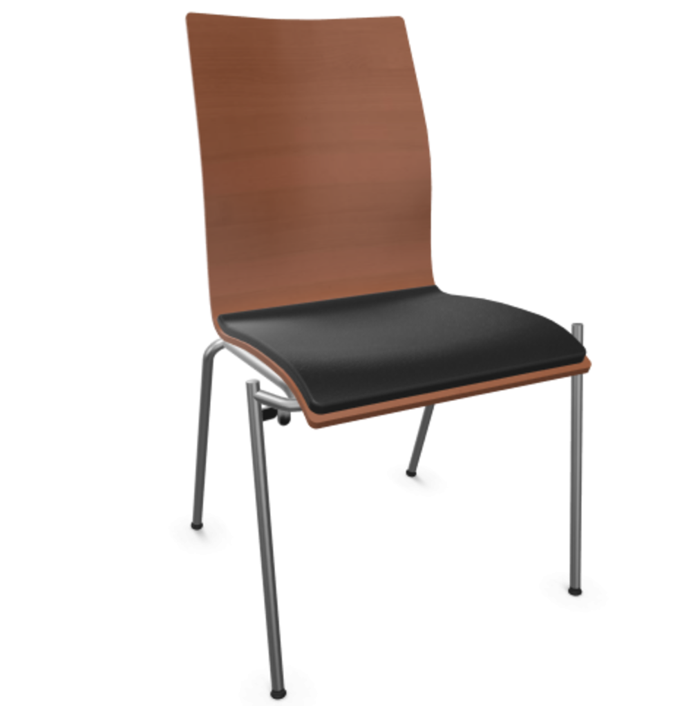 Thonet S 168 SP-Buche Kirschbaum (TP 44) gebeizt I-LEDER I - Nero 622