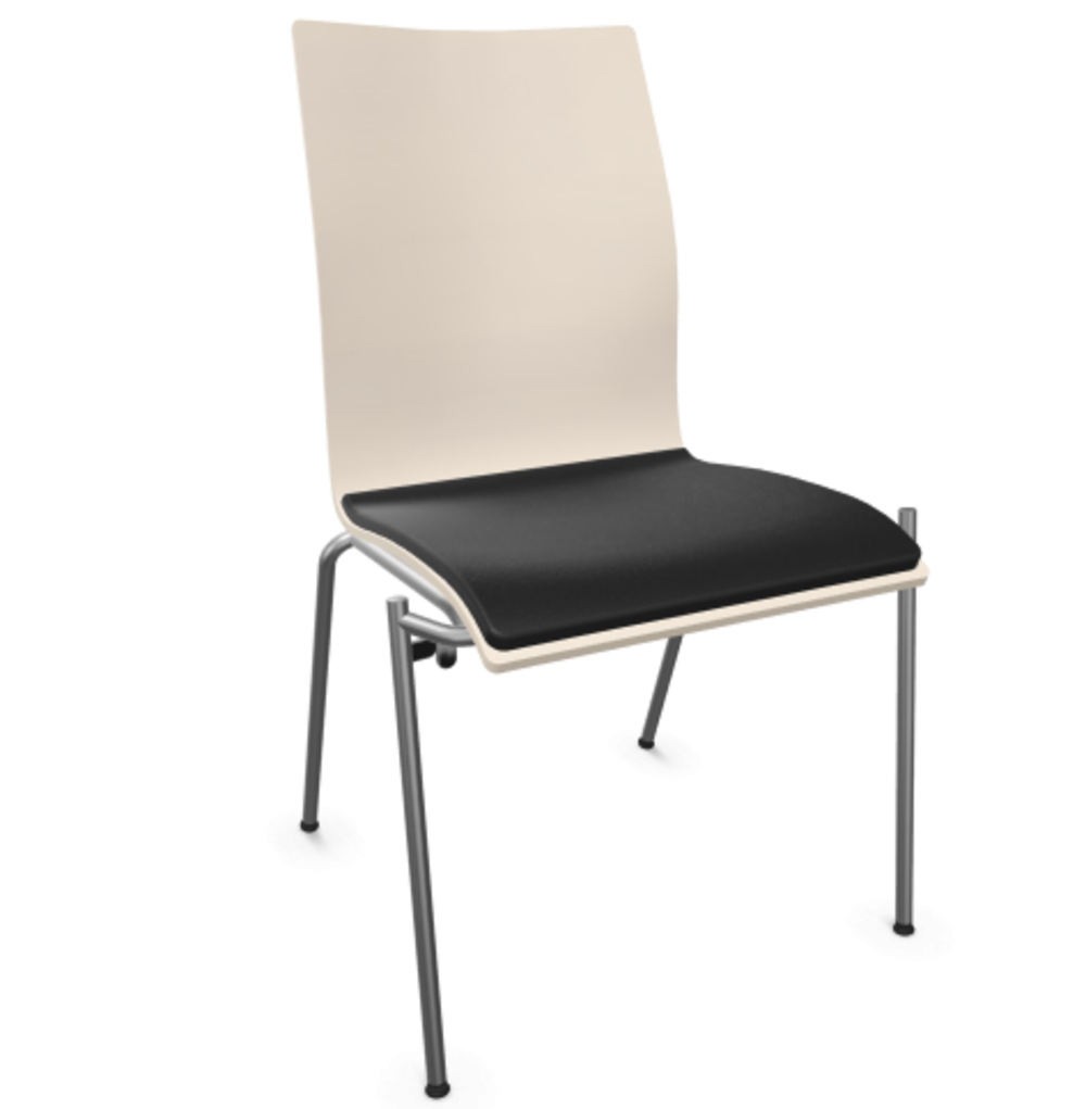Thonet S 168 SP-Buche Weiß (TP 200) lasiert gebeizt II-LEDER I - Nero 622