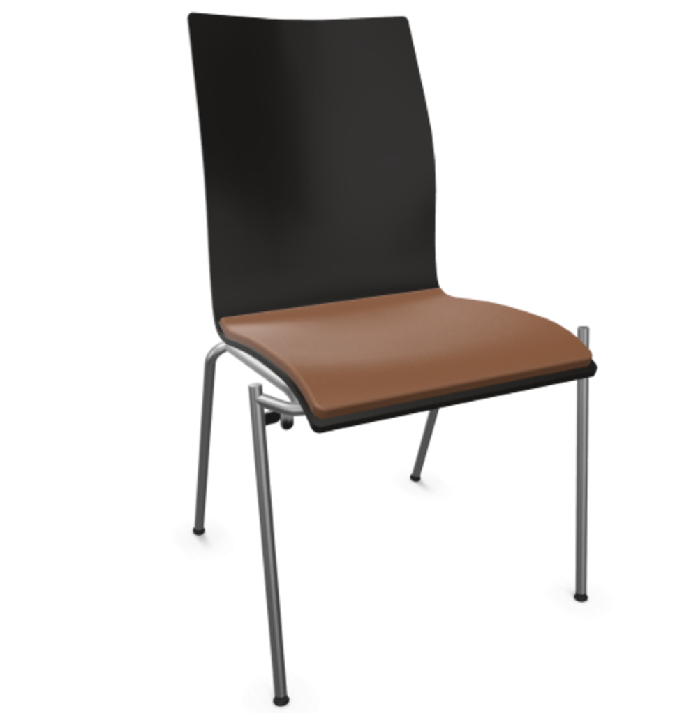 Thonet S 168 SP-Buche Schwarz (TP 29) gebeizt I-LEDER I - New Cognac 680