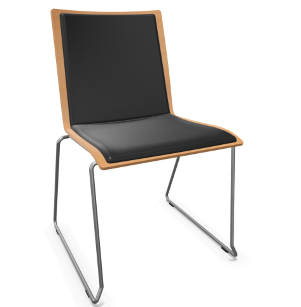 Thonet S 182 PST-Buche Natur (TP 17) gebeizt I-LEDER I - Nero 622