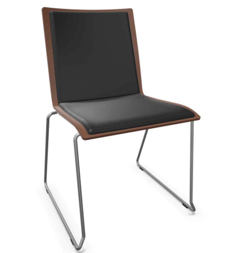 Thonet S 182 PST-Buche Nussbaum (TP 24) gebeizt I-LEDER I - Nero 622