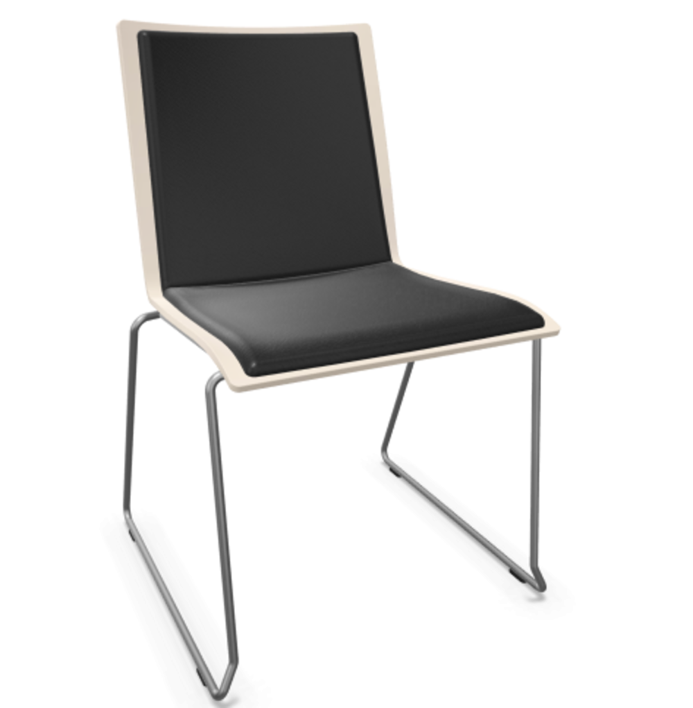 Thonet S 182 PST-Buche Weiß (TP 200) lasiert gebeizt II-LEDER I - Nero 622
