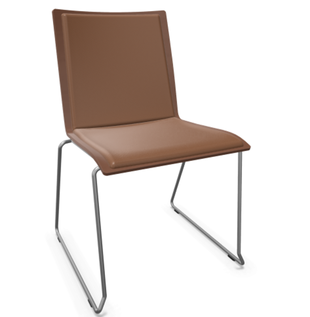 Thonet S 182 PST-Buche Nussbaum (TP 24) gebeizt I-LEDER I - New Cognac 680