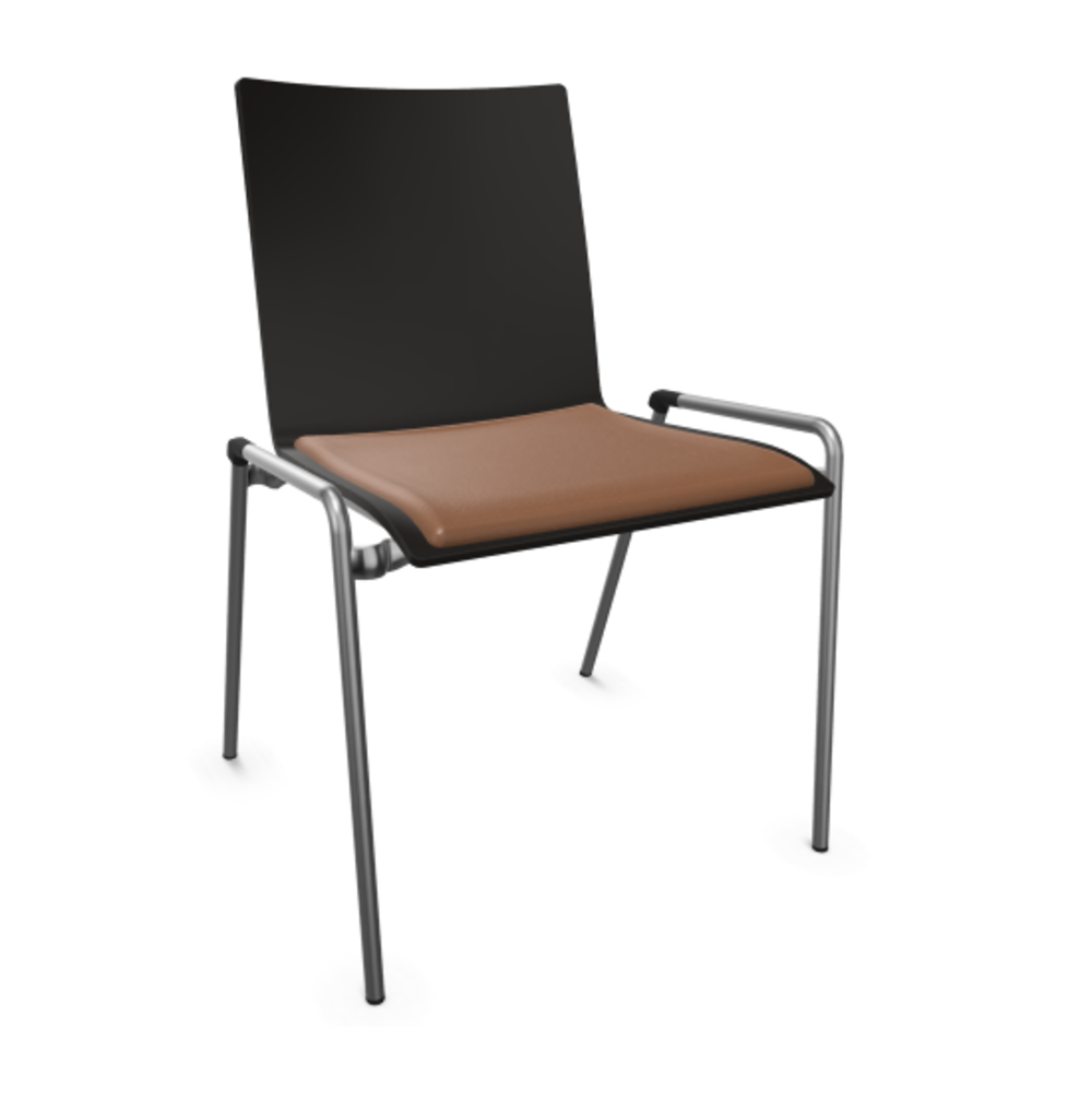 Thonet S 262 SP-Buche Schwarz (TP 29) gebeizt I-LEDER I - New Cognac 680