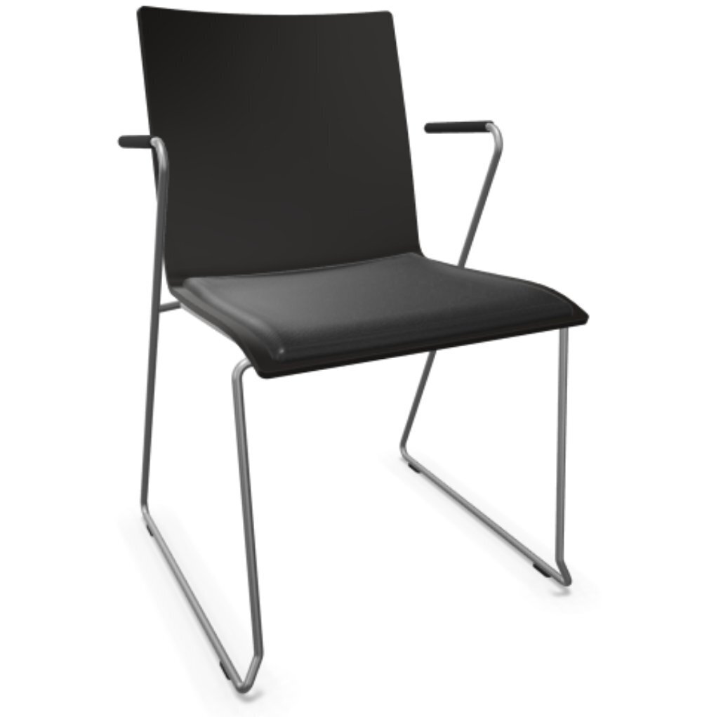 Thonet S 182 SPFST | Stahldrahtstuhl mit Armlehnen - Buche Schwarz (TP 29) - LEDER I - Nero 622