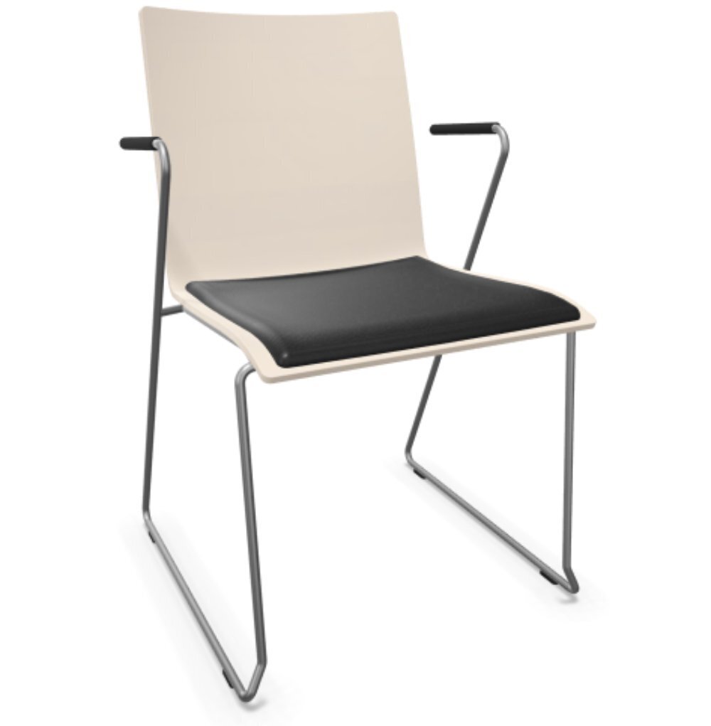 Thonet S 182 SPFST | Stahldrahtstuhl mit Armlehnen - Buche Weiß (TP 200) - LEDER I - Nero 622