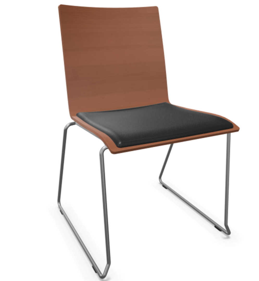 Thonet S 182 SPST | Stahldrahtstuhl - Buche Kirschbaum (TP 44) - LEDER I - Nero 622