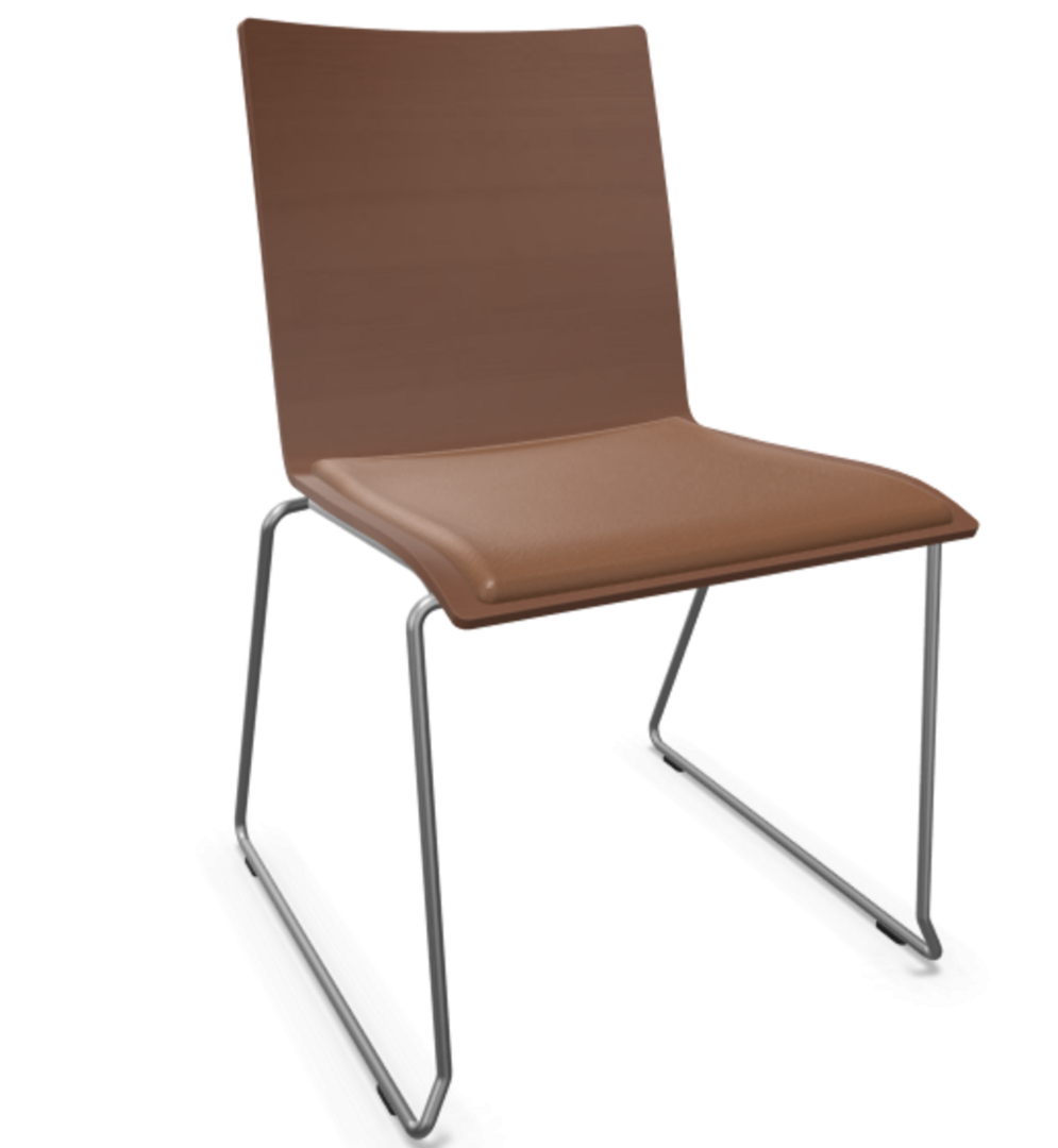 Thonet S 182 SPST | Stahldrahtstuhl - Buche Nussbaum (TP 24) - LEDER I - New Cognac 680
