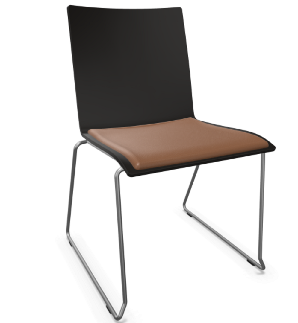 Thonet S 182 SPST | Stahldrahtstuhl - Buche Schwarz (TP 29) - LEDER I - New Cognac 680