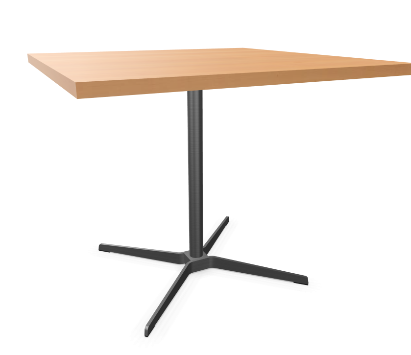 Edelstahloptik - 90 x 90 cm - Buche natur (TP 17) - Tischkante gerade