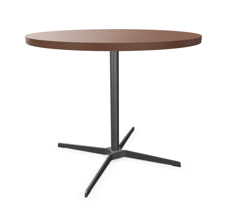 Edelstahloptik - Durchmesser 90 cm - Buche nussbaum (TP 24) gebeizt - Tischkante gerade
