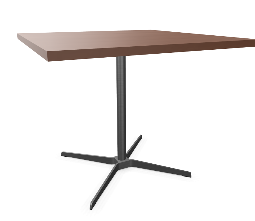 Edelstahloptik - 90 x 90 cm - Buche nussbaum (TP 24) gebeizt - Tischkante gerade