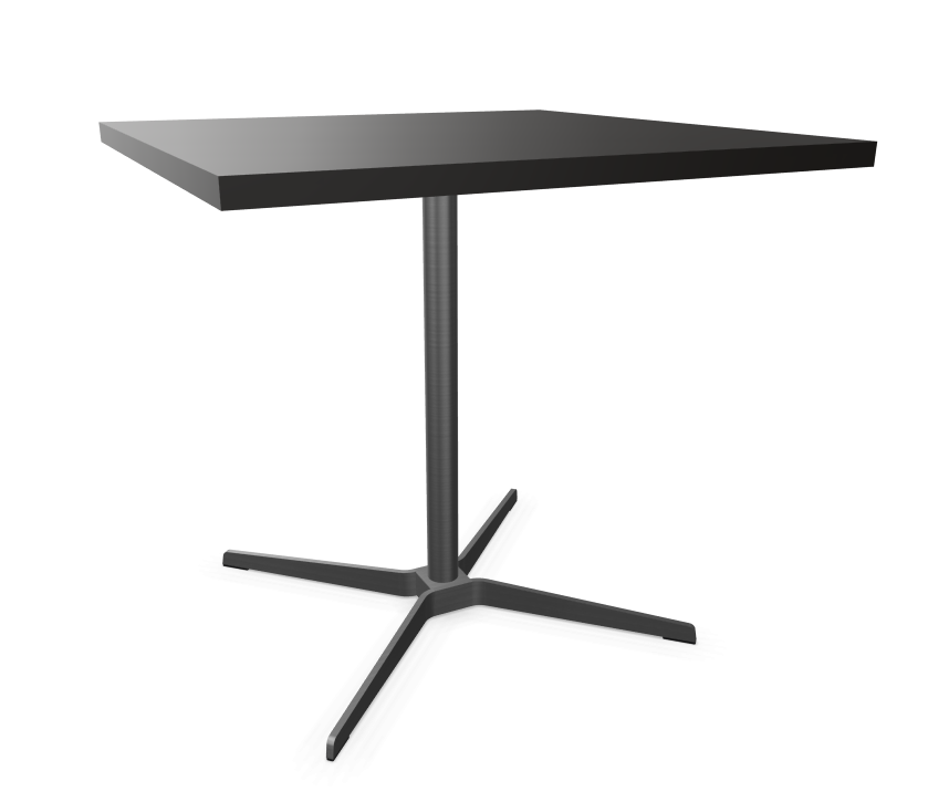 Edelstahloptik - 80 x 80 cm - Buche schwarz (TP 29) gebeizt - Tischkante gerade