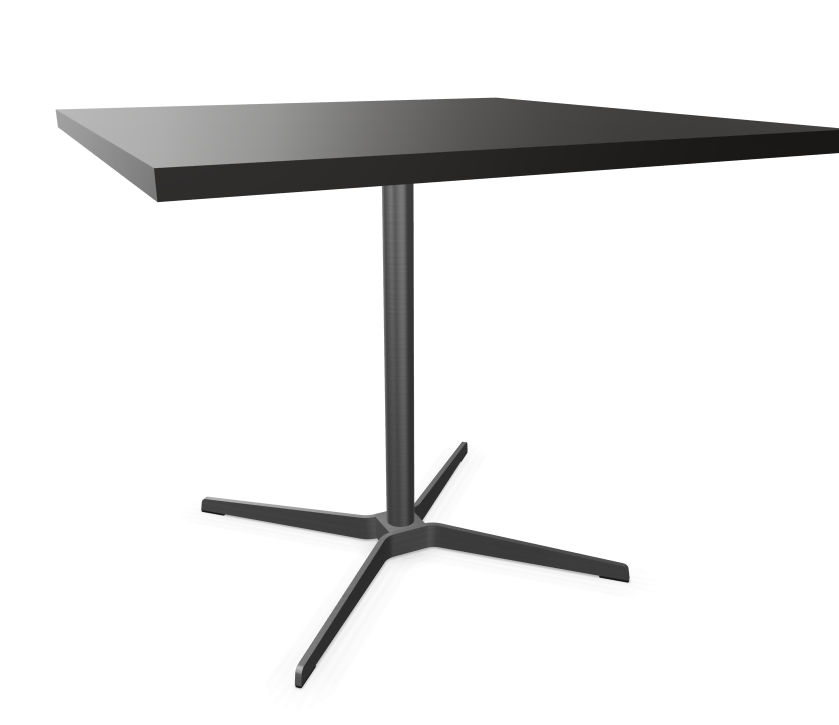 Edelstahloptik - 90 x 90 cm - Buche schwarz (TP 29) gebeizt - Tischkante gerade