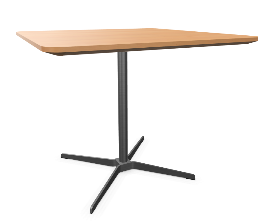 Edelstahloptik - Buche natur (TP 17) - 90 x 90 cm, Ecken gerundet (R = 60 mm) - Unterseite umlaufend abgeschrägt, MDF klar lackiert