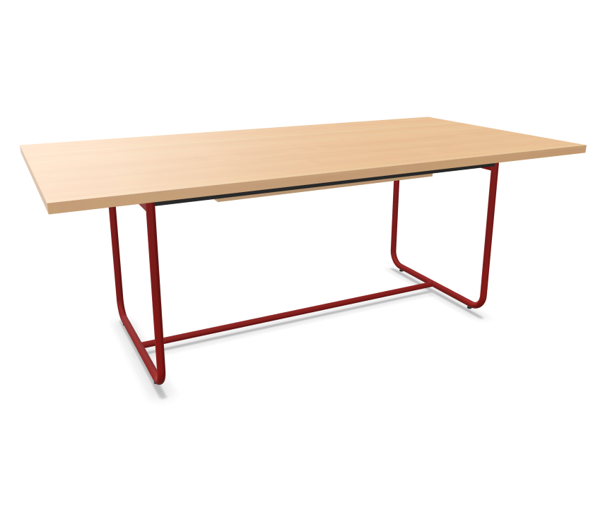 tomatenrot (TS 3013) lackiert  -  Buche aufgehellt (TP 107) gebeizt