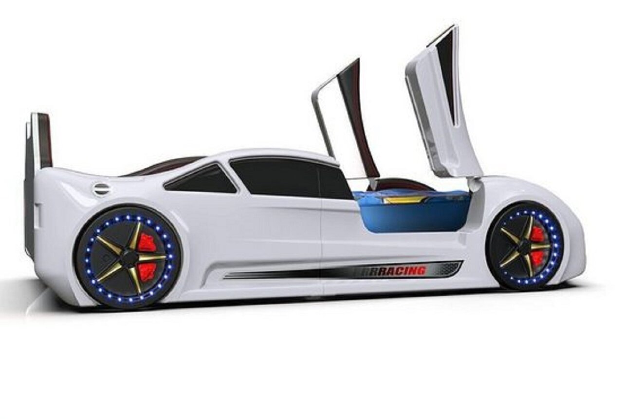 Autobett Racing XR 9 mit Flügeltüren - Kinderbett - Weiß