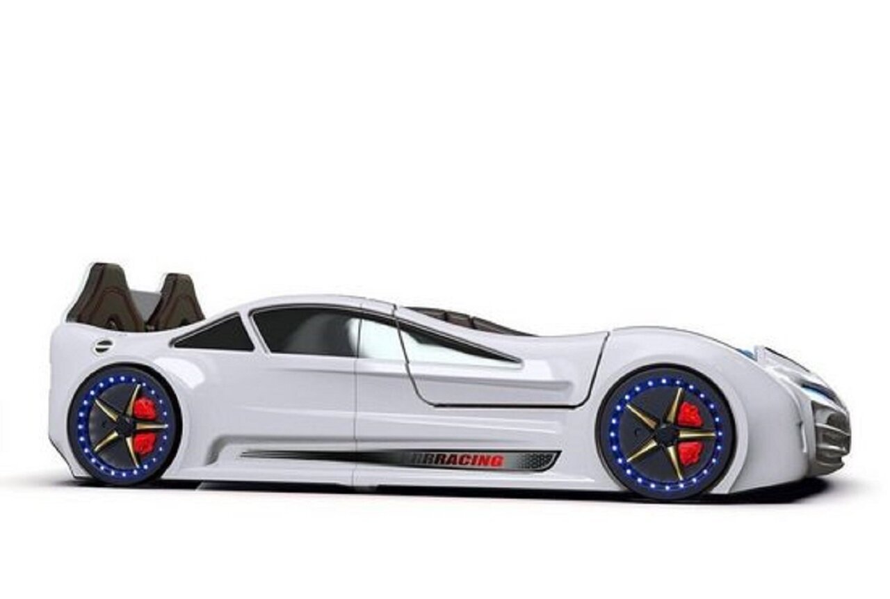 Autobett Racing XR 9 mit Flügeltüren - Kinderbett - Weiß