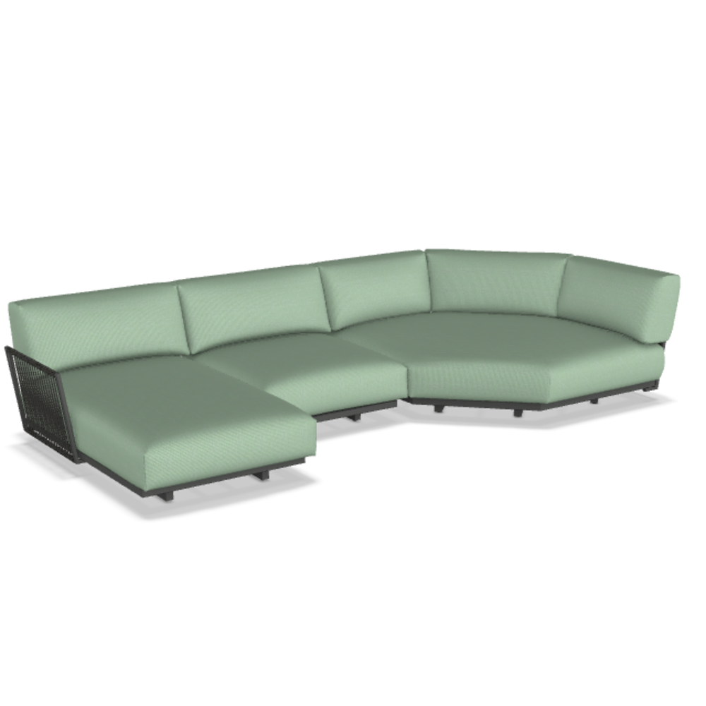 Fast Solaris Scomp02 - Sofa-Kombination - Gestell 9-Metallic Grey / Stoffkissen LSA-Sage