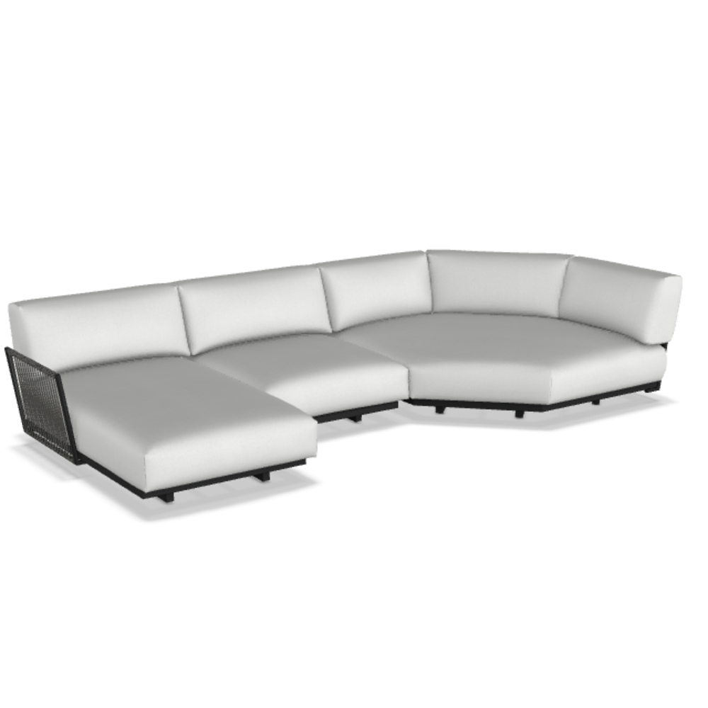 Fast Solaris Scomp02 - Sofa-Kombination - Gestell 2-Black / Stoffkissen SBI-White