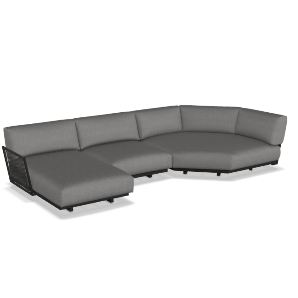 Fast Solaris Scomp02 - Sofa-Kombination - Gestell 2-Black / Stoffkissen SGR-Grey