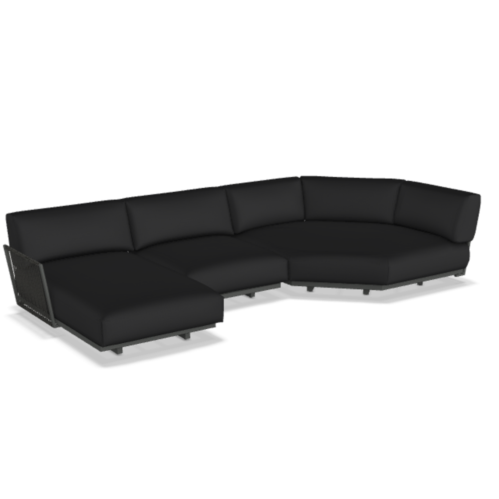 Fast Solaris Scomp02 - Sofa-Kombination - Gestell 2-Black / Stoffkissen SNE-Black