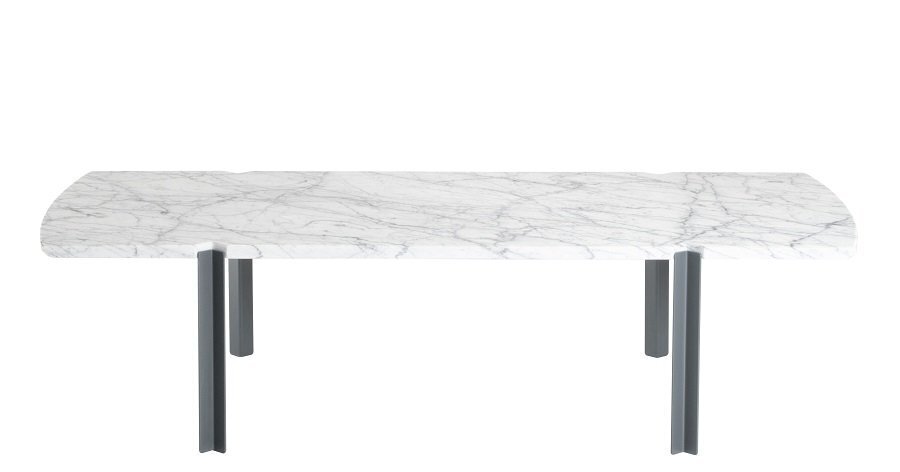 Objekto Quattro Cantoni Couchtisch / Marmor & Stahl - Blanc poli - Blau