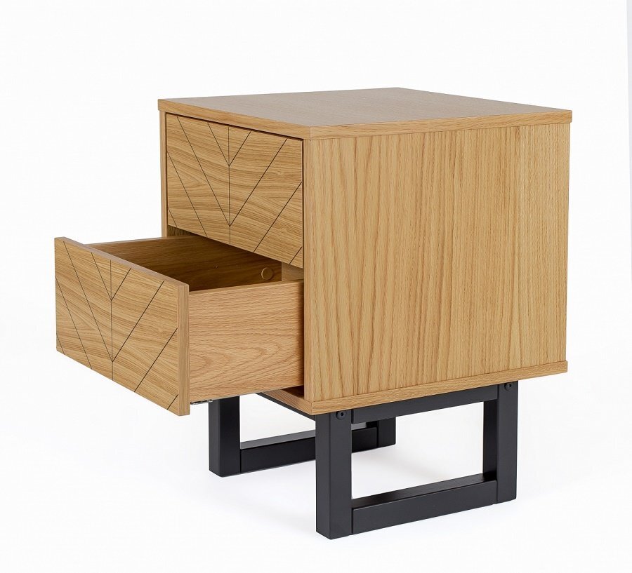 Morana Camden Bedside Herringbone Print Oak