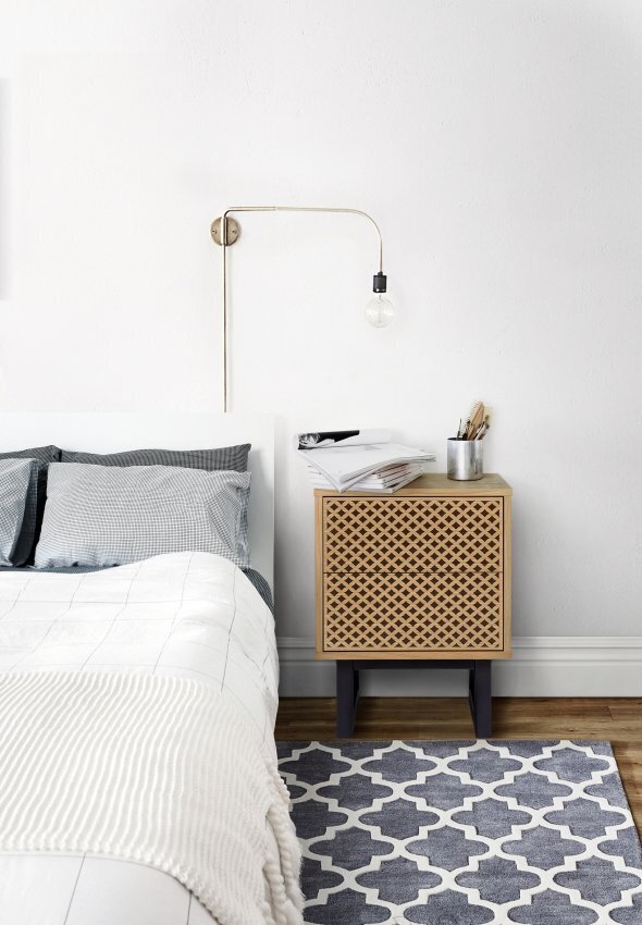 Morana Camden Bedside Diamond Print Oak
