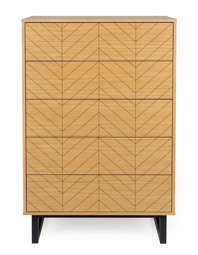 Morana Camden Bedroom Chest Herringbone Print Oak