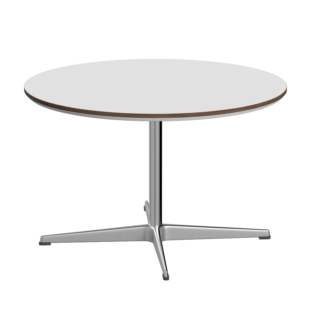 Fritz Hansen A222 Tischserie Säulenfuss - Satin Polierter Aluminium - Weiß (032)