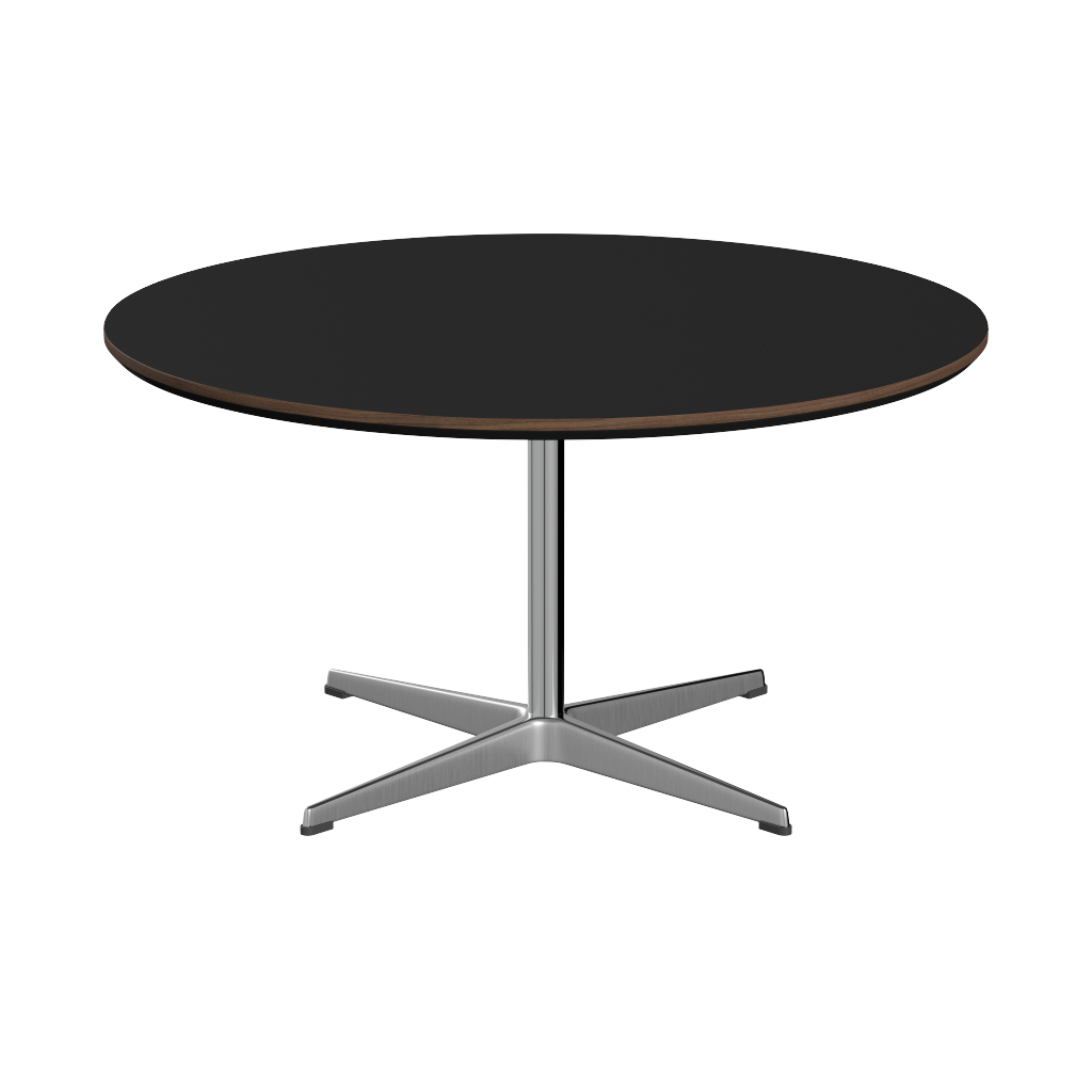 Fritz Hansen A223 Tischserie Säulenfuss - Satin Polierter Aluminium - Schwarz (720)