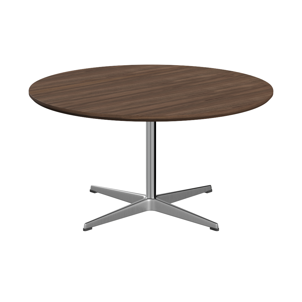 Fritz Hansen A223 Tischserie Säulenfuss - Satin Polierter Aluminium - Furnier Walnuss