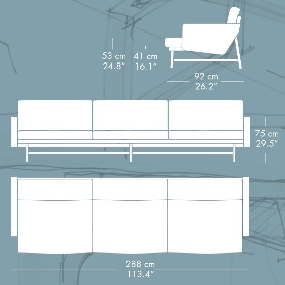 Fritz Hansen Lissoni Sofa™ PL113 - 3-sitzer Sofa