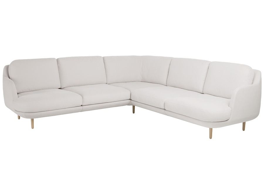 Fritz Hansen Lune JH510 Ecke Sofa 5 sitzer Eiche Beine - Linara 2494/340, Grey mist