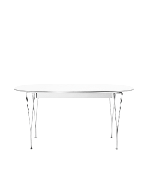 Fritz Hansen Super Elliptisch B620 Verchromte Spannbeine - WEISS LAMINAT, ALUKANTE